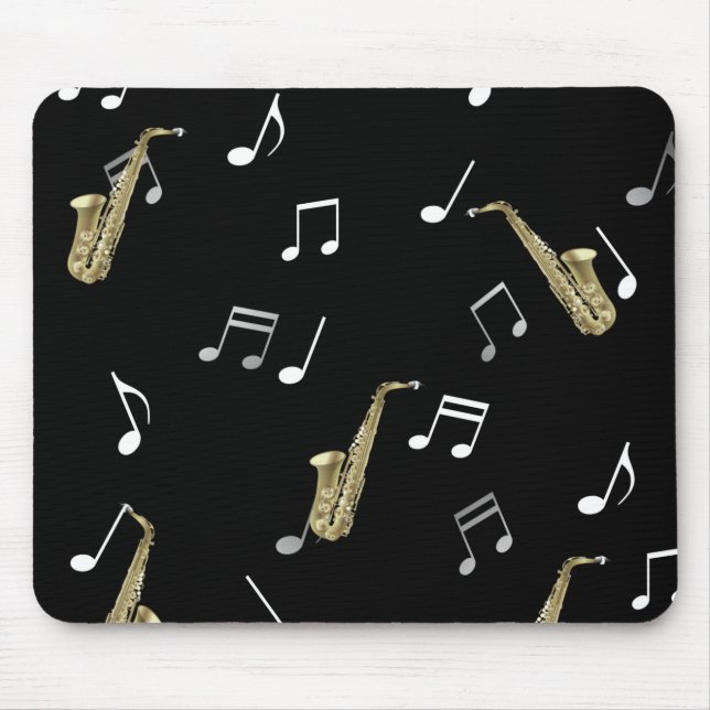 Jazzy Saxophone & Musical Notes  Mouse Pad (Front)