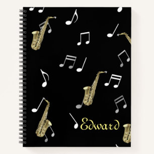 Jazzy Saxophone & Musical Notes  Notebook
