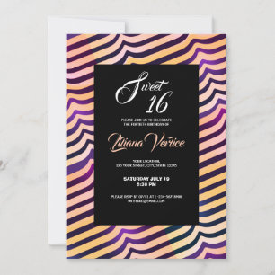 Jazzy Shining Peach Purple Diagonal Stripes Invitation