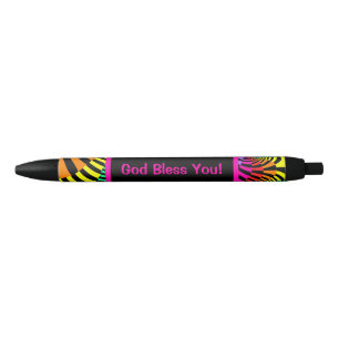 Jazzy Stripes God Bless You Black Ink Pen