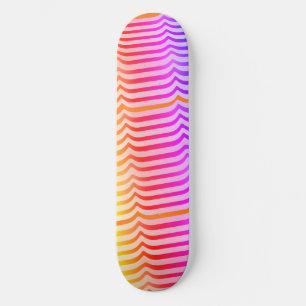 Jazzy Trippy Psychedelic Tropical Stripey Pattern  Skateboard