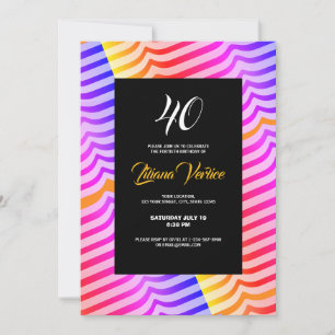 Jazzy Trippy Psychedelic Tropical Stripey Rainbow Invitation
