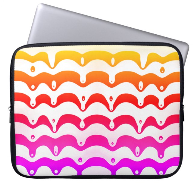 Jazzy Tropical Psychedelic Dripping Stripes Laptop Sleeve (Front)