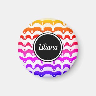 Jazzy Tropical psychedelic Dripping Stripes Magnet