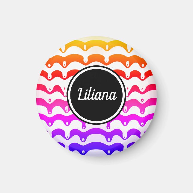 Jazzy Tropical psychedelic Dripping Stripes Magnet (Front)