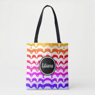 Jazzy Tropical psychedelic Dripping Stripes Tote Bag