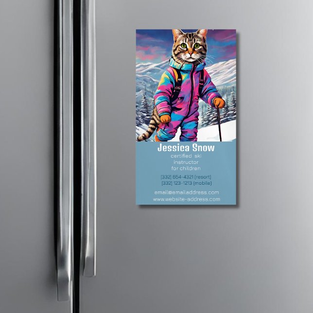 Jazzy  winter  cat - magnetic business card (Creator Uploaded)