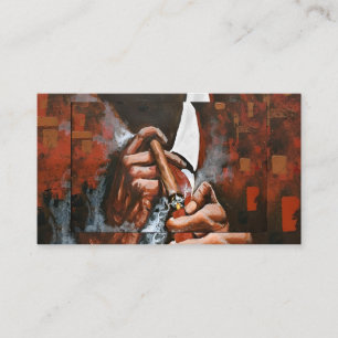 JBVVFG Man Smoking Cigar Poster Canvas Painting Business Card