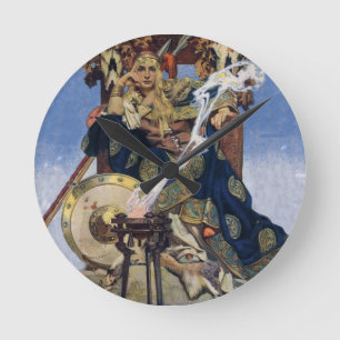 JC Leyendecker Queen Maeve Celtic Warrior Round Clock