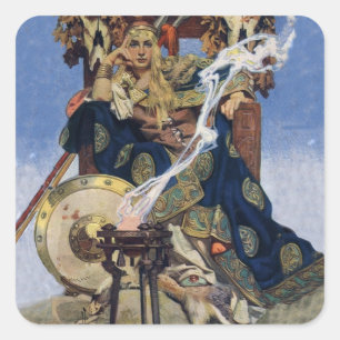 JC Leyendecker Queen Maeve Celtic Warrior Square Sticker
