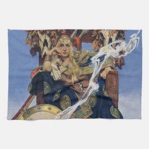 JC Leyendecker Queen Maeve Celtic Warrior Tea Towel