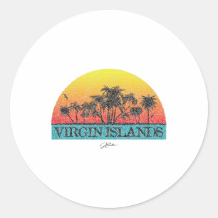 Jcombs_ Virgin Islands Sun With Palm Trees _1 Classic Round Sticker