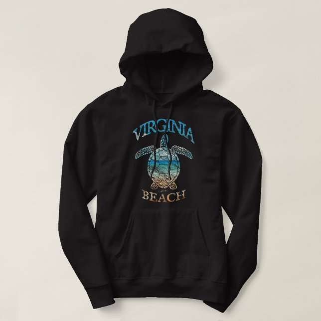 JCombs Virginia Beach, VA, Beach in the Sea Turtle Hoodie (Design Front)