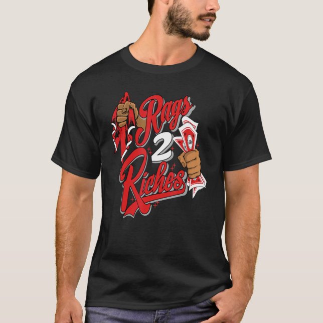 JD 4 Red Thunder Rags 2 Riches Red Thunder 4s Matc T-Shirt (Front)
