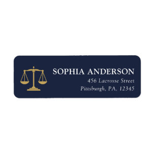 JD Graduate Scales of Justice Navy Gold Address