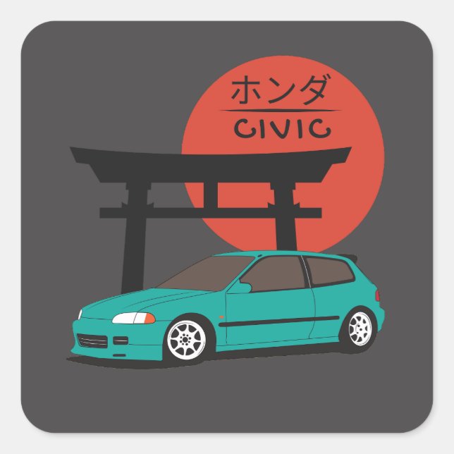 JDM Hatch Legend Torii Sunset Street Culture Square Sticker (Front)