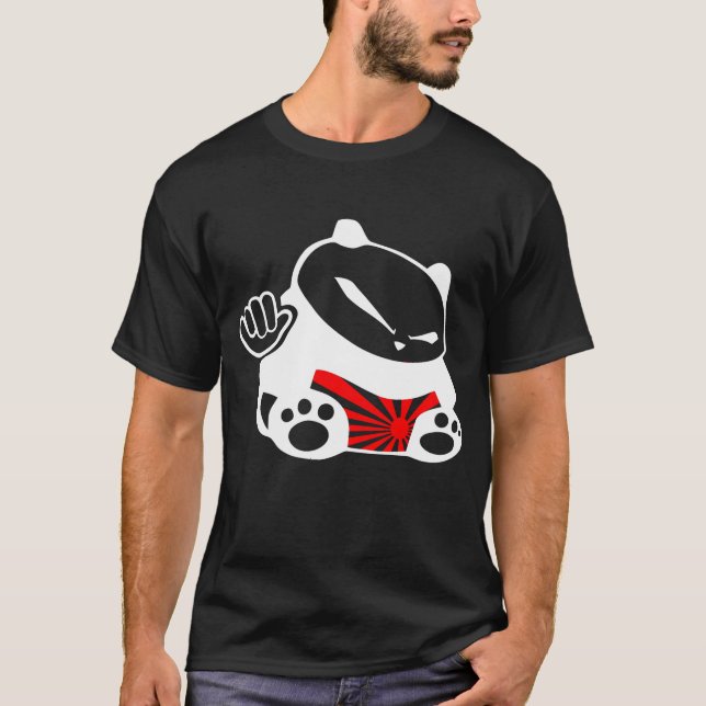 JDM Panda Domo Japan Flag Black Dark T Shirt (Front)