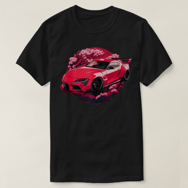 JDM Supra MK5 GR Cherry Blossom 2JZ Stance Graphic T-Shirt (Design Front)
