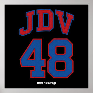 JDV 48 Retro Varsity Style Vintage Sports Monogram Poster