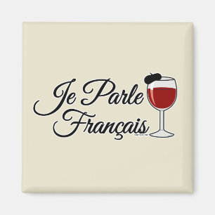 Je Parle Francais I speak French wine glass beret Magnet