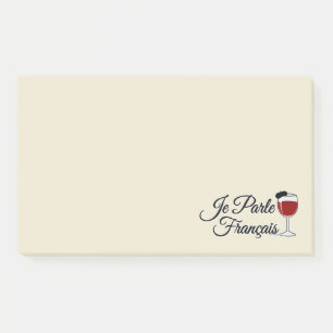 Je Parle Francais I speak French wine glass beret Post-it Notes