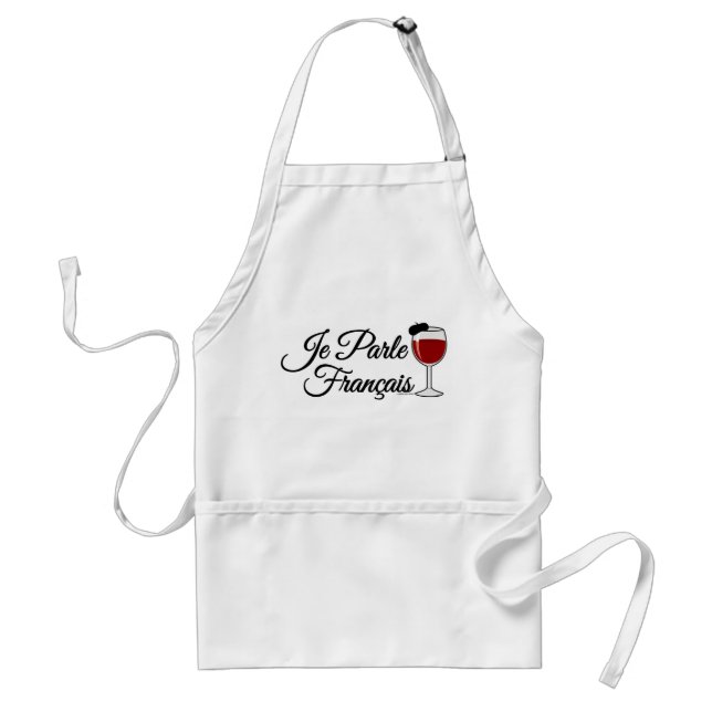 Je Parle Francais I speak French wine glass beret Standard Apron (Front)