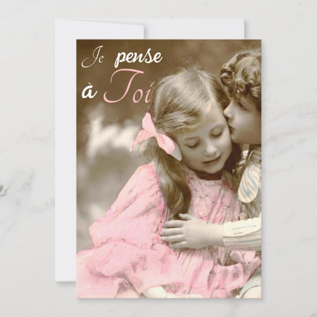  Je pense  a Toi - vintage love  Card (Front)