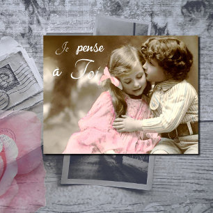 Je pense a Toi - vintage love Postcard