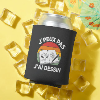 Je Peux Pas J'ai Dessin Citation Retro Sunset Can Cooler