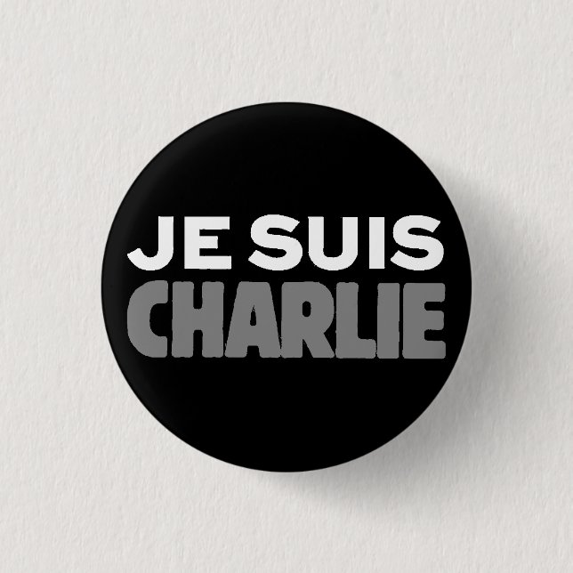 Je Suis Charlie - I am Charlie Black 3 Cm Round Badge (Front)