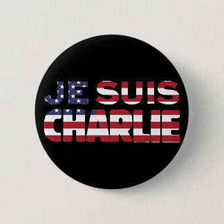 Je Suis Charlie -I am Charlie-Stars and Stripes US 6 Cm Round Badge