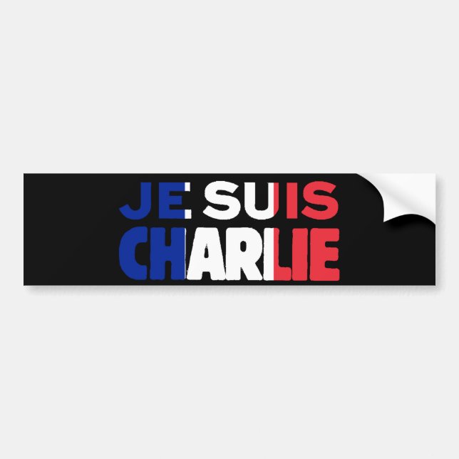 Je Suis Charlie -I am Charlie Tri-Colour of France Bumper Sticker (Front)