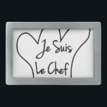 Je Suis Le Chef Belt Buckle<br><div class="desc">Chef's hat, toque blanche, cartoon style with French text.</div>