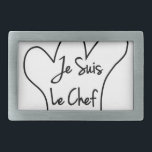 Je Suis Le Chef Belt Buckle<br><div class="desc">Chef's hat,  toque blanche,  cartoon style with French text.</div>