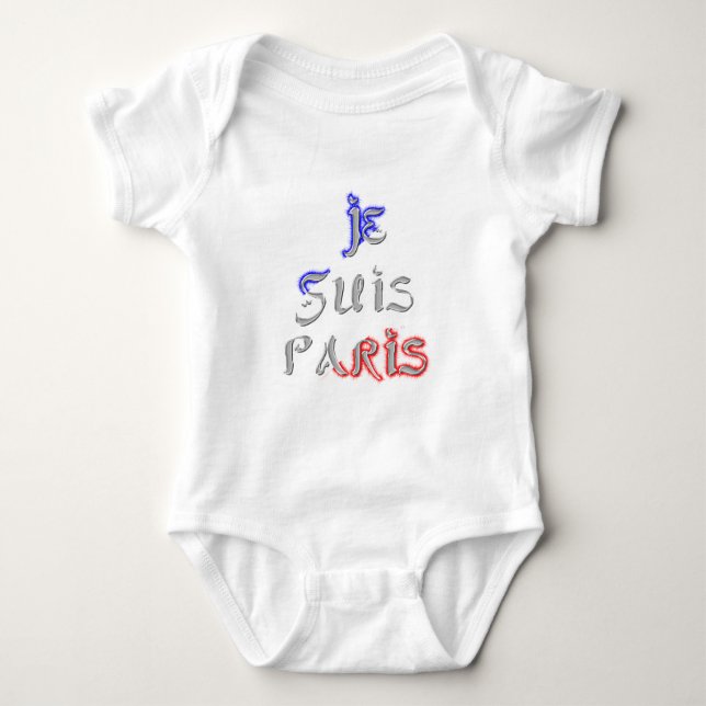 Je Suis Paris Art Print Baby Bodysuit (Front)
