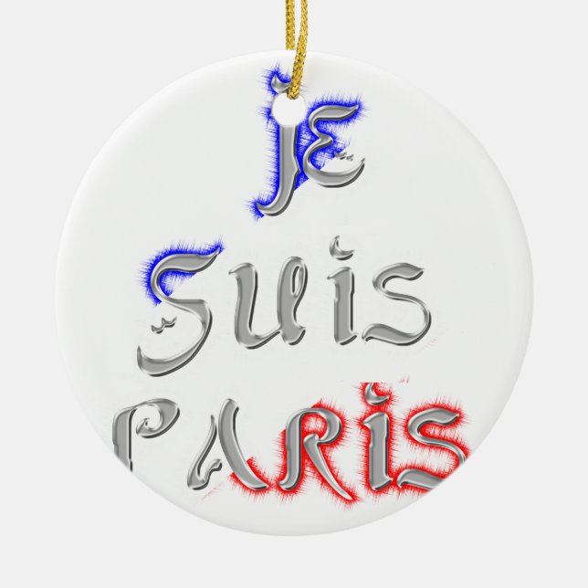 Je Suis Paris Art Print Ceramic Tree Decoration (Front)