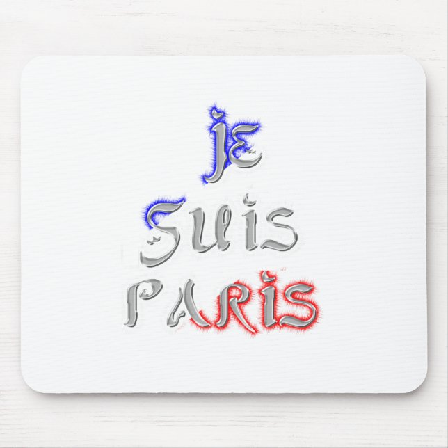 Je Suis Paris I Love Paris Text Art Print Mouse Pad (Front)