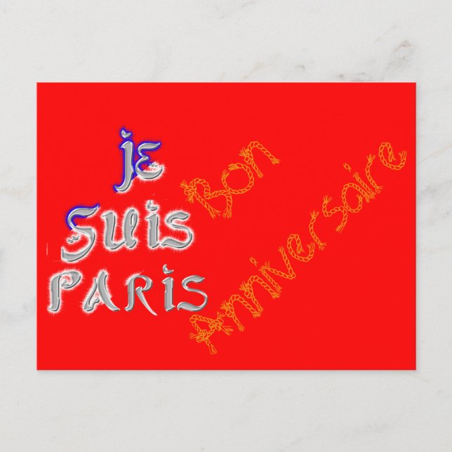 Je Suis Paris I Love Paris Text Art Print Postcard (Front)