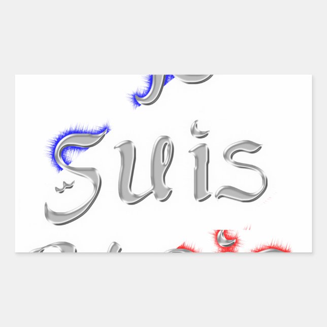 Je Suis Paris I Love Paris Text Art Print Rectangular Sticker (Front)