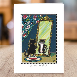 "Je suis un chat" Cat Folded Greeting Card