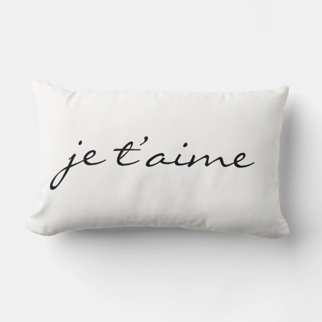 Je t’aime Chic Black & White Lumbar Throw Cushion (Front)
