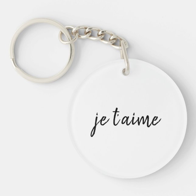 🖤 Je t’aime I love you French Chic Custom Acrylic Key Ring (Front)