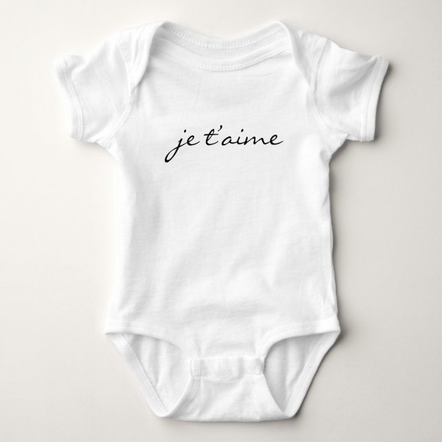 Je t’aime I love you in French Chic Black & White Baby Bodysuit (Front)