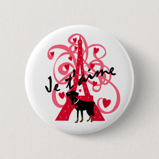 Je t'aime 6 cm round badge