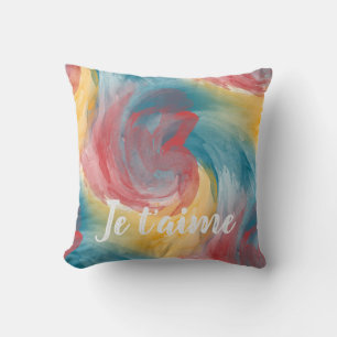 Je Taime Colourful Abstract Swirl Cushion
