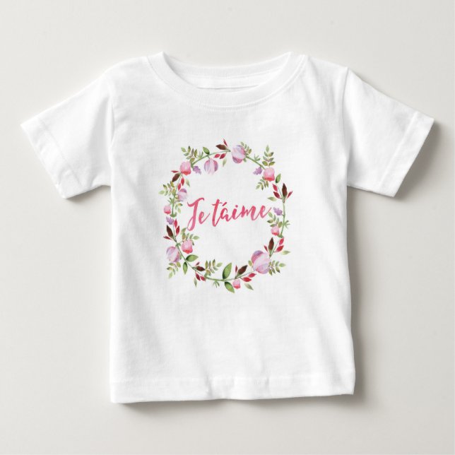 Je taime floral watercolor kids T-shirt (Front)