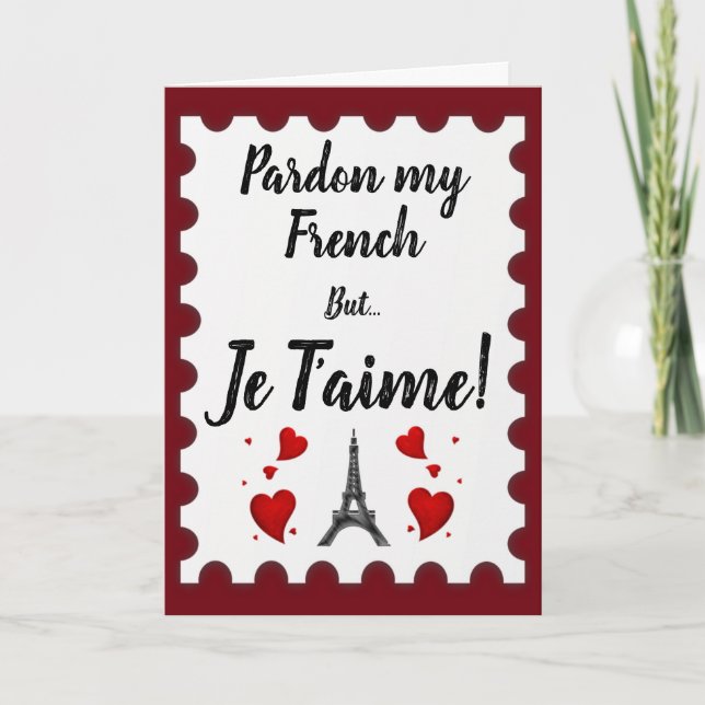 Je T'aime French Valentine Card (Front)