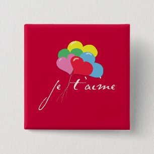 Je' taime (I love you) 15 Cm Square Badge