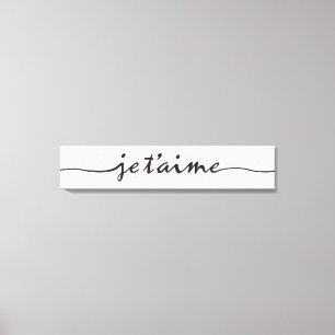 je t'aime - I love you in French - black Canvas Print