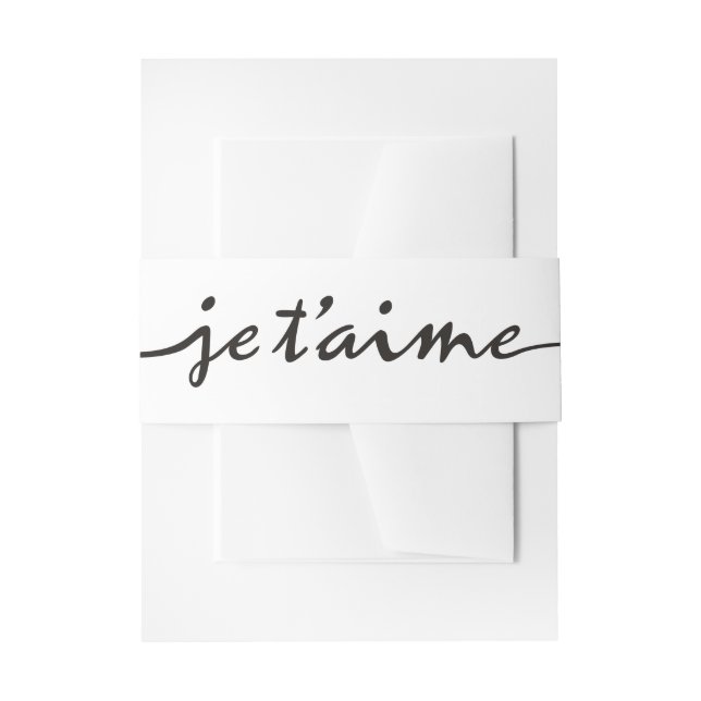 je t'aime - I love you in French - black Invitation Belly Band (Front Example)